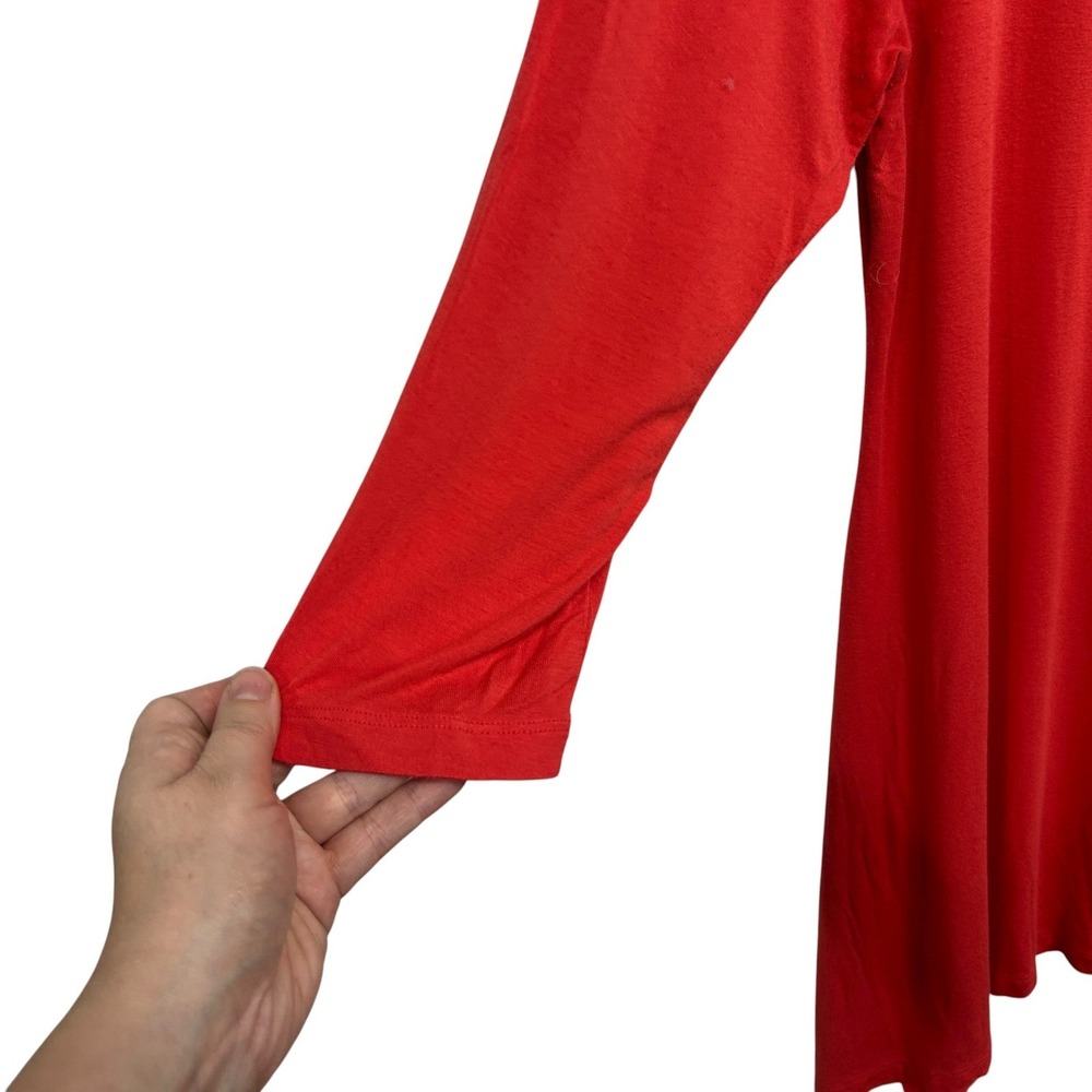 Soft Surroundings Red Shirt Dress Large Minimalist Costal Flowy Asymmetrical Hem - Picture 2 of 11